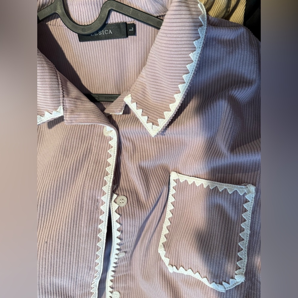 Sold: Womens Corduroy Shacket Jacket w/Buttons Oversized Blouses w/pockets Sz.L - Picture 9 of 9